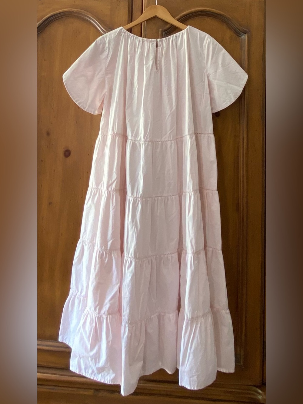 Merlette Tent Midi Dress Solid Tiered Pink Dress Bateau Sleeves Size Small - Picture 3 of 10